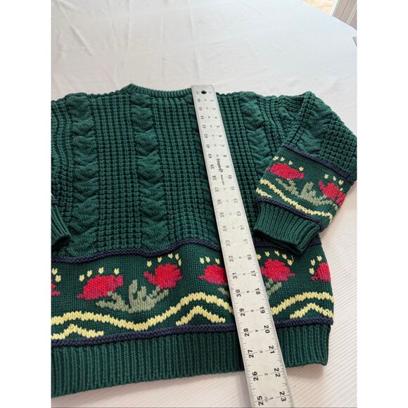 Eddie Bauer Vintage Green Sweater Floral Size Medium - Picture 7 of 7